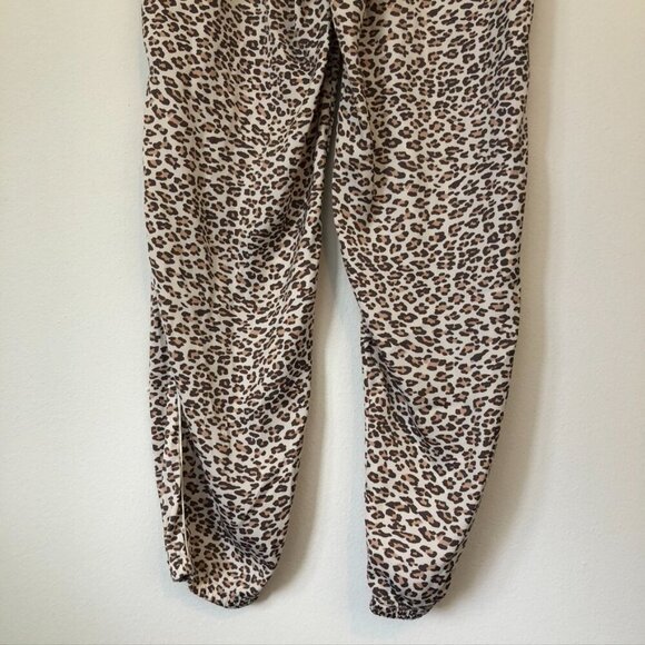 AERIE AMERICAN EAGLE Satin Jogger Lounge Pant Cream Brown Cheetah Leopard Pajama - Picture 11 of 14